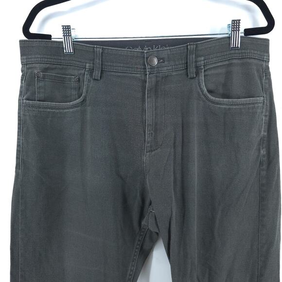 Calvin Klein Men 34X29 Gray Pull On Elastic Waist Stretchy Denim Straight Jean - Picture 2 of 16